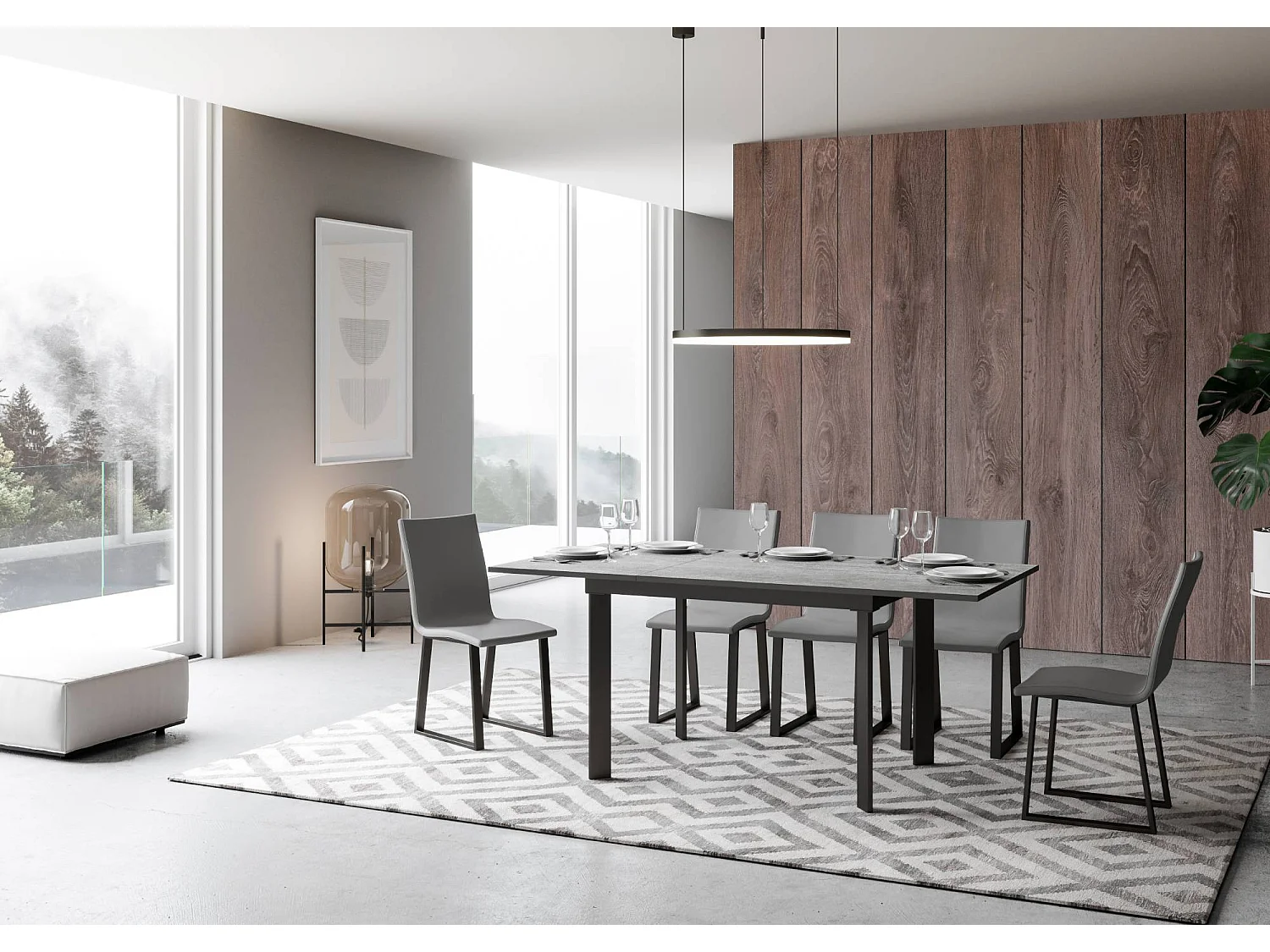 Uitschuifbare tafel 90x120/180 cm Cumar cement frame antraciet