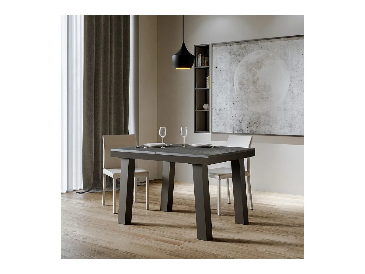 Mesa de jantar extensível 90x120/224 cm Bridge Evolution Cimento quadro Antracite