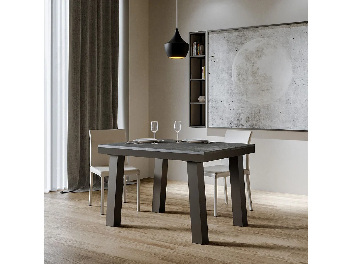 Table extensible 90x120/224 cm Bridge Evolution Gris Béton cadre Anthracite