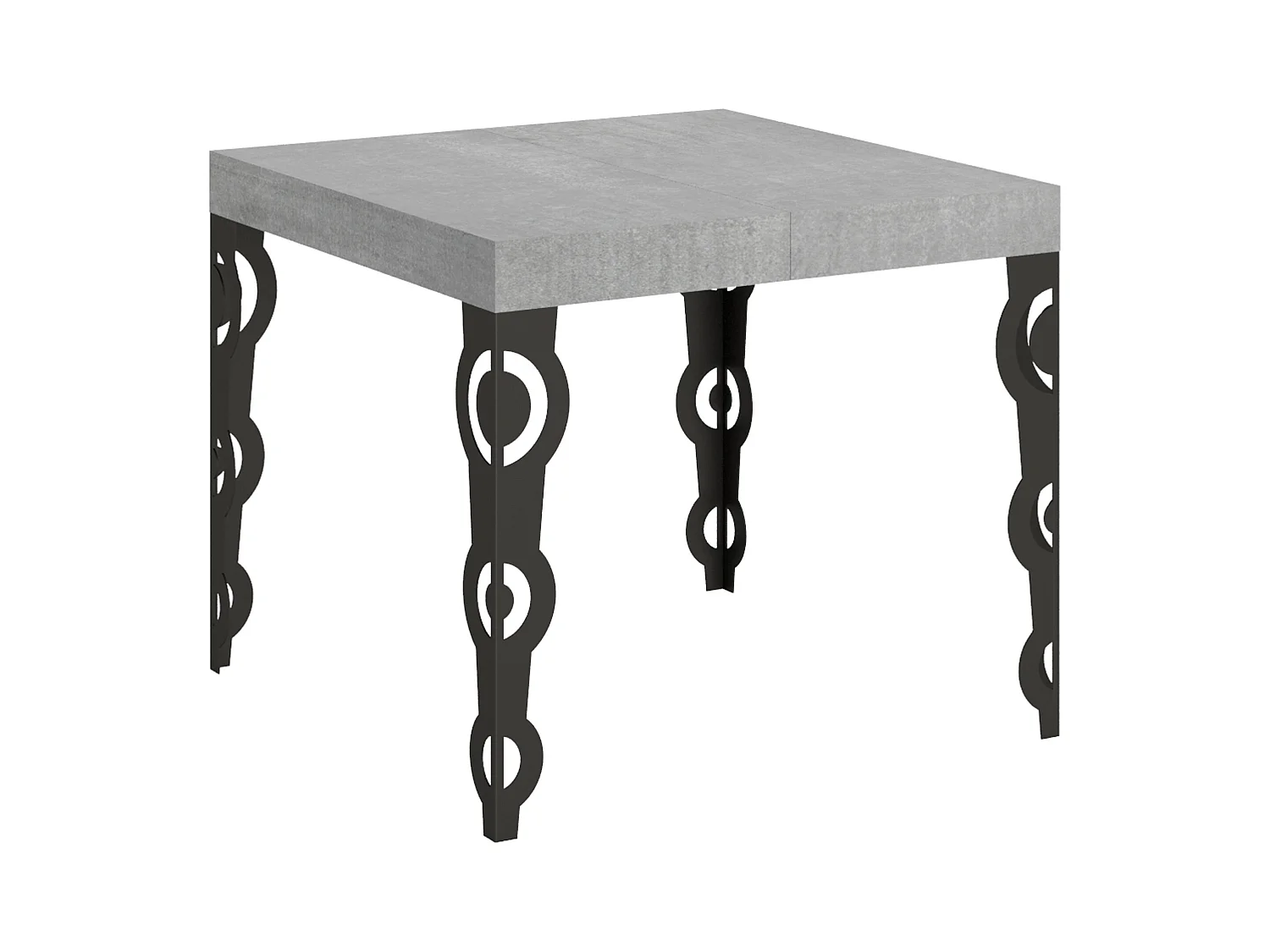 Table extensible 90x90/246 cm Karamay Gris Béton cadre Anthracite