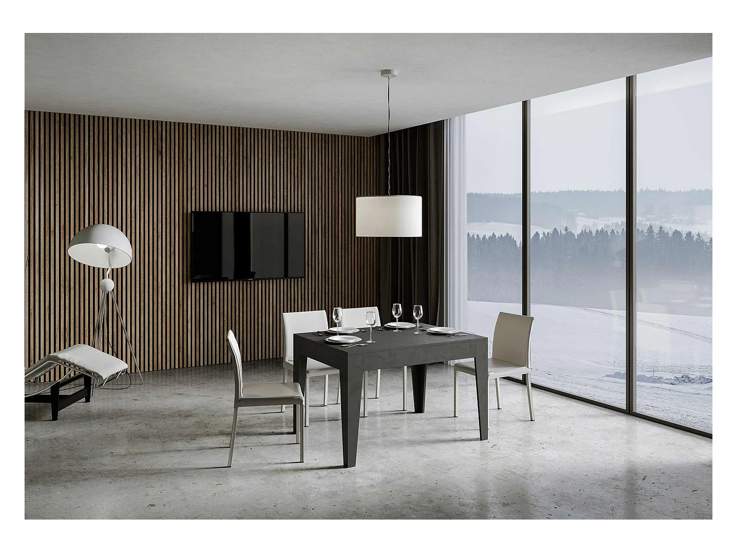 Uitschuifbare tafel 90x120/180 cm Cico structuur antraciet