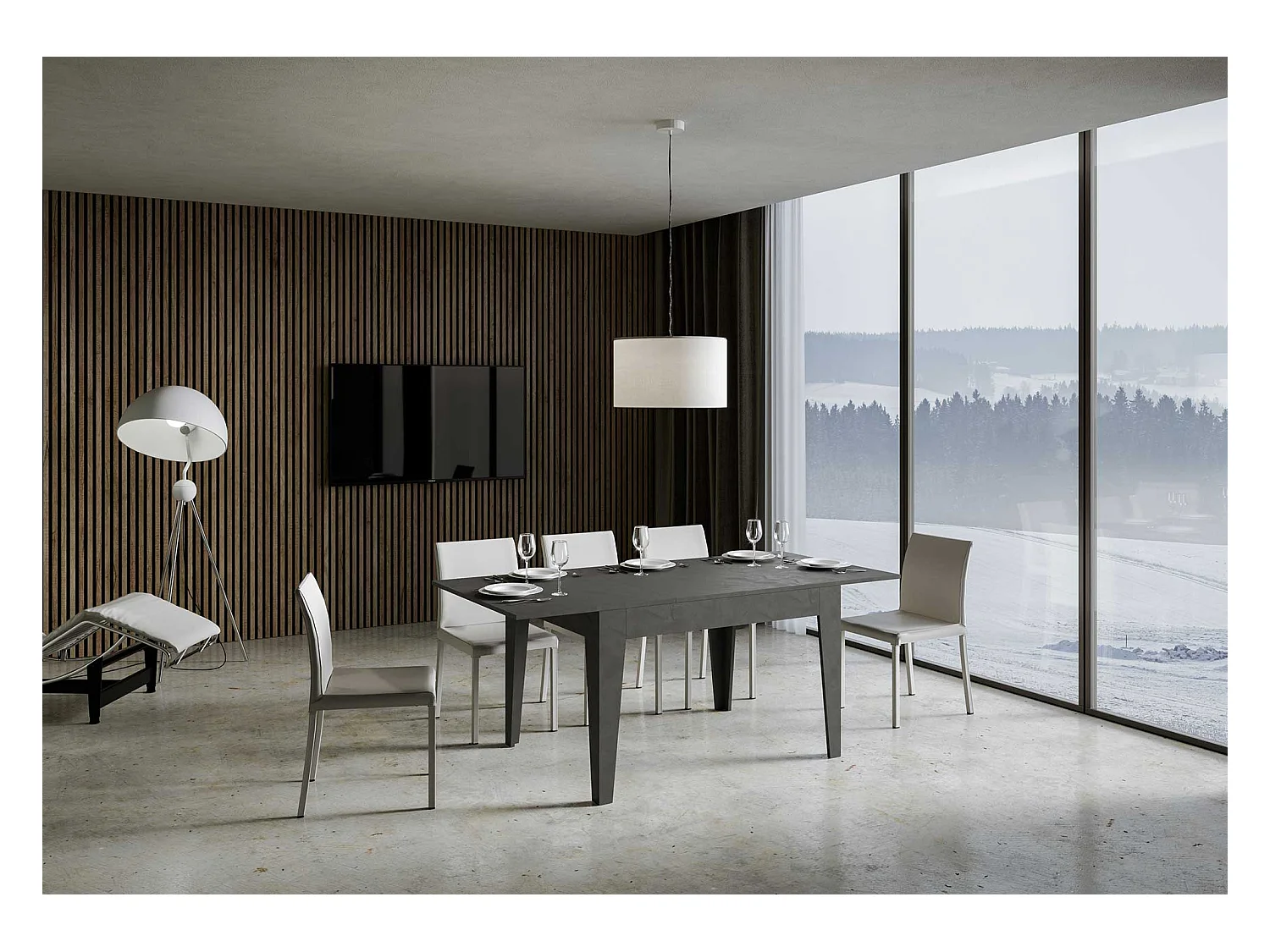 Uitschuifbare tafel 90x120/180 cm Cico structuur antraciet