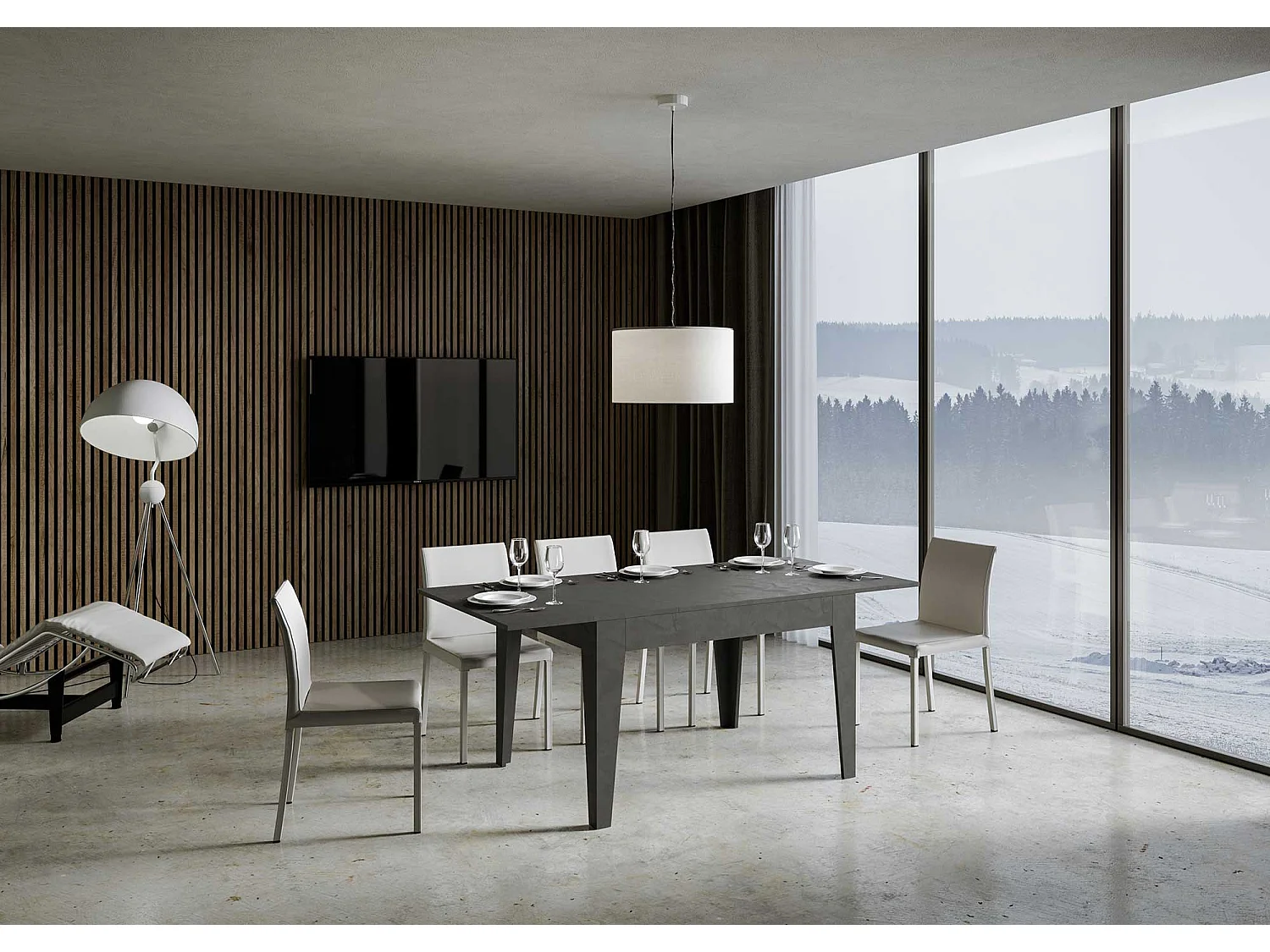 Uitschuifbare tafel 90x120/180 cm Cico structuur antraciet