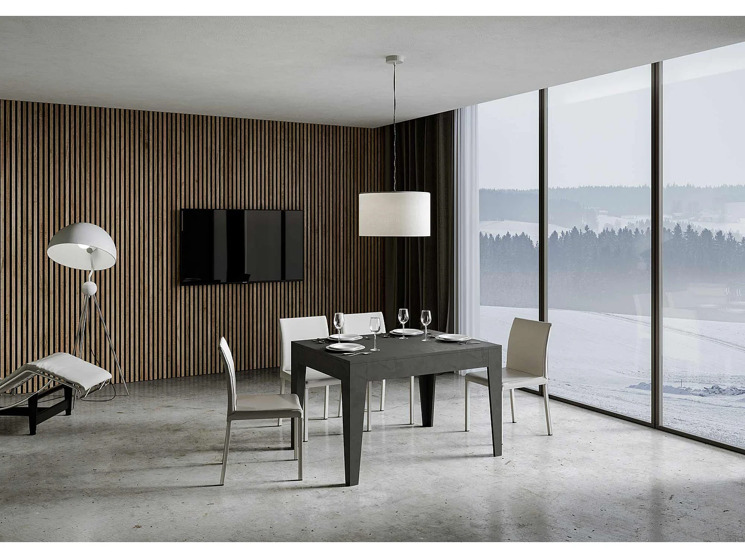Uitschuifbare tafel 90x120/180 cm Cico structuur antraciet