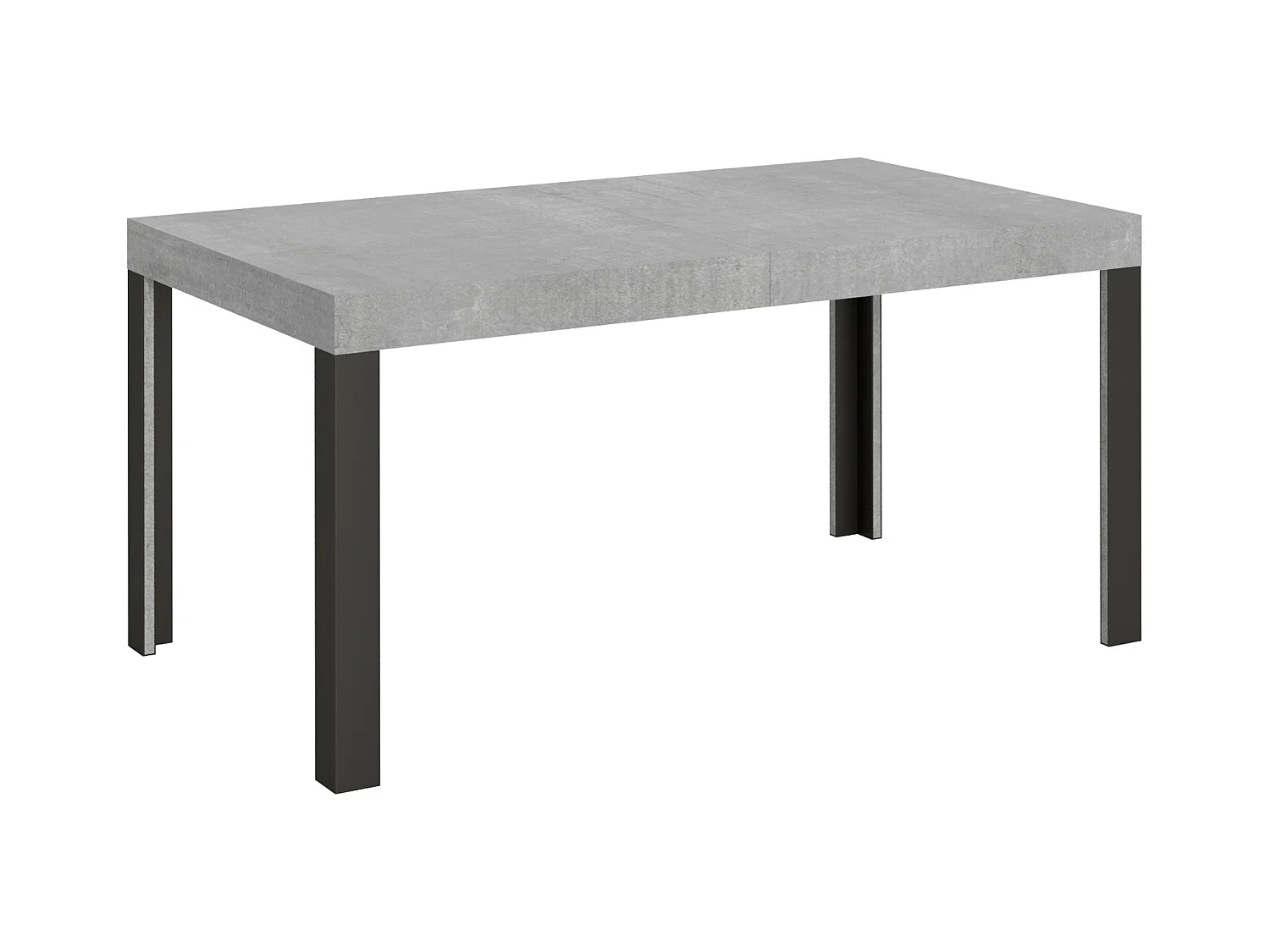 Table extensible 90x160/264 cm Linea Gris Béton cadre Anthracite