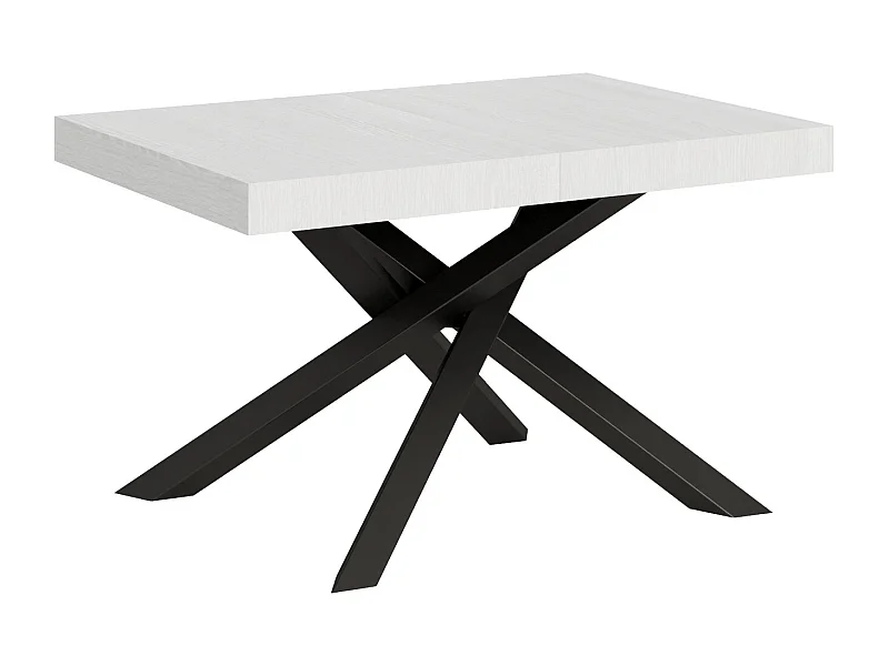 Mesa extensible 130/390x90 cm Volantis fresno blanco patas antracita