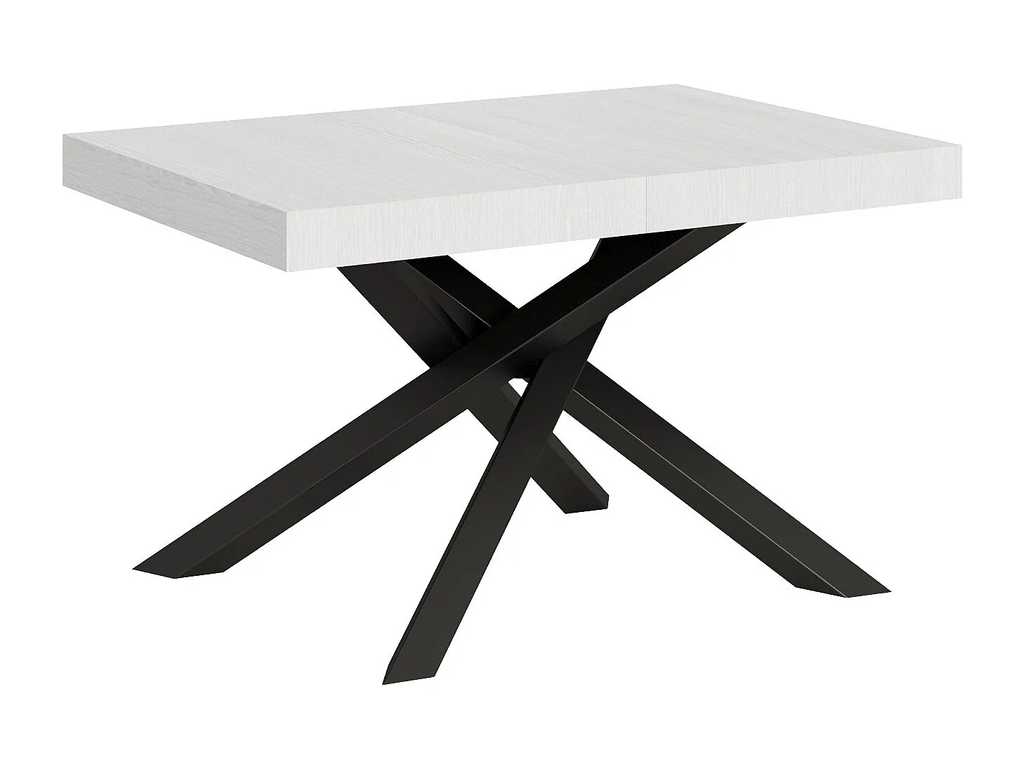 Table extensible 130/390x90 cm Volantis frêne blanc pieds anthracite