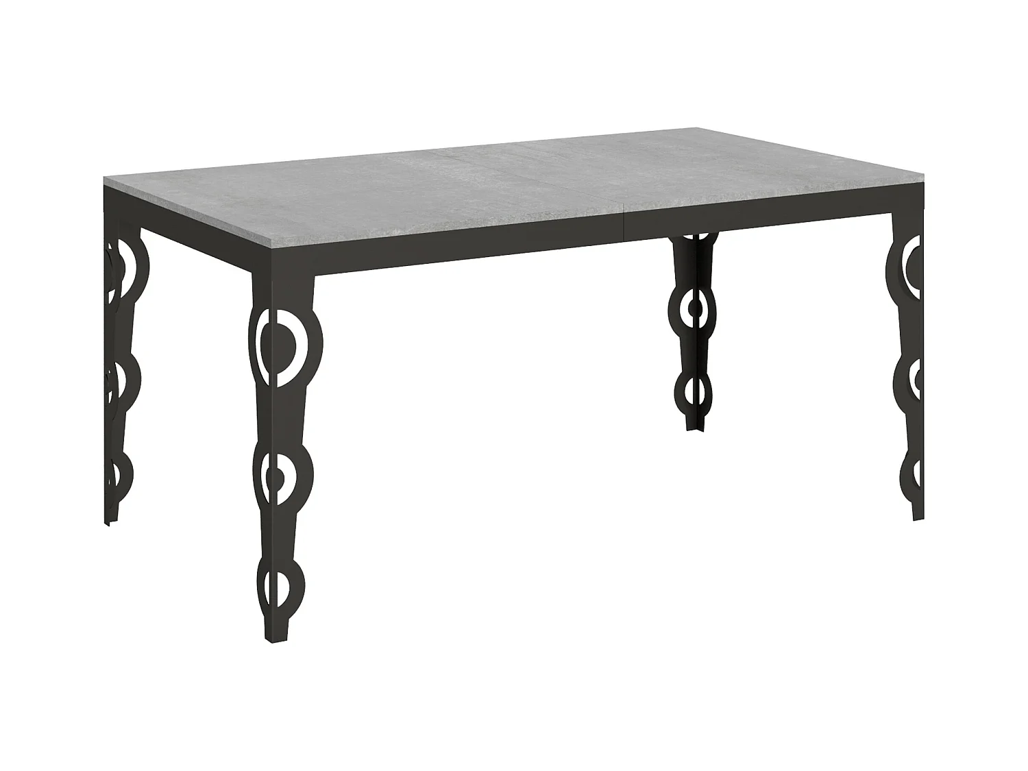 Table extensible 90x160/264 cm Karamay Evolution Gris Béton cadre Anthracite