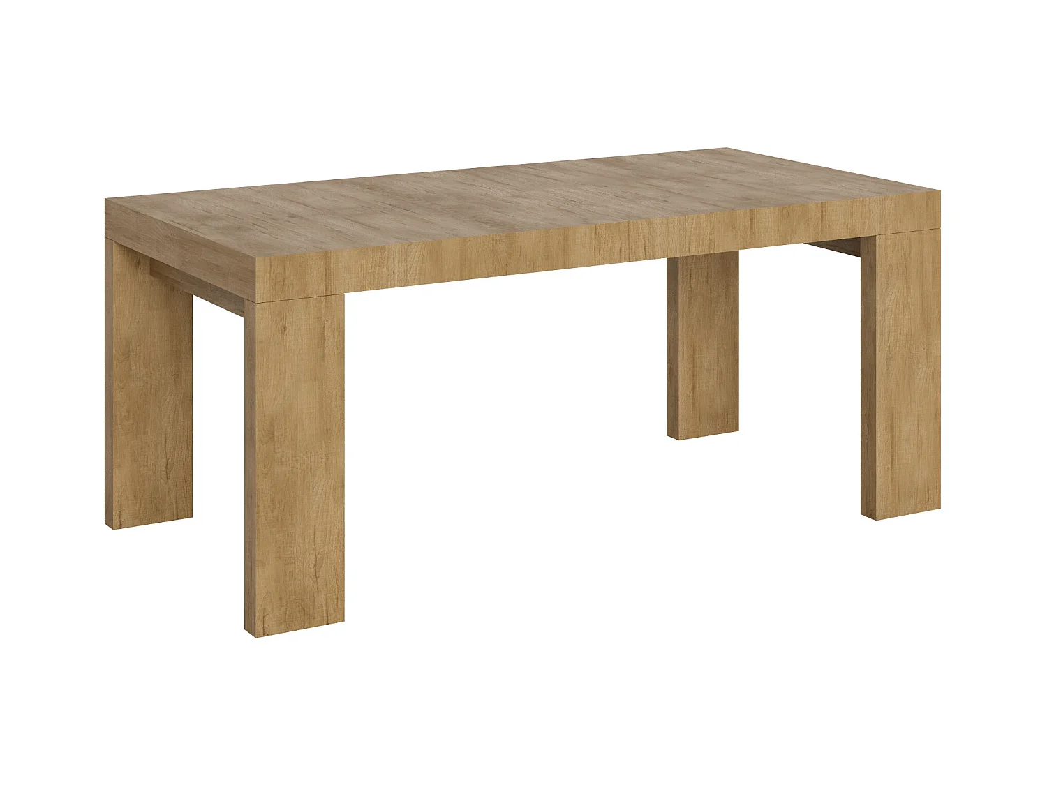 Mesa de comedor extensible de madera Ribo-Color Natural-Soporte 2 pies-5 alargaderas finas-Ancho extensible