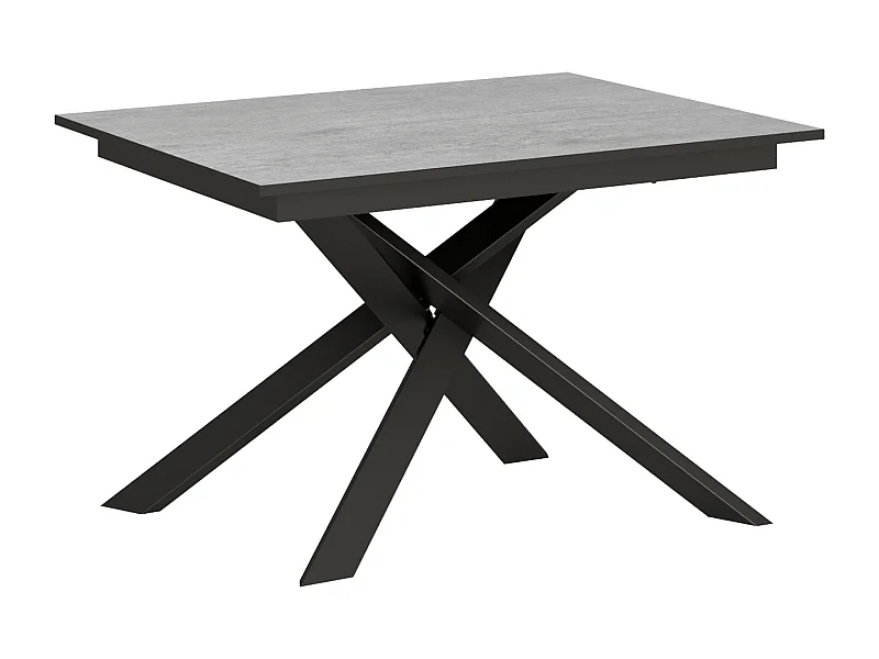Mesa de jantar extensível 90x120/180 cm Ganty Cimento - borda Antracite quadro Antracite