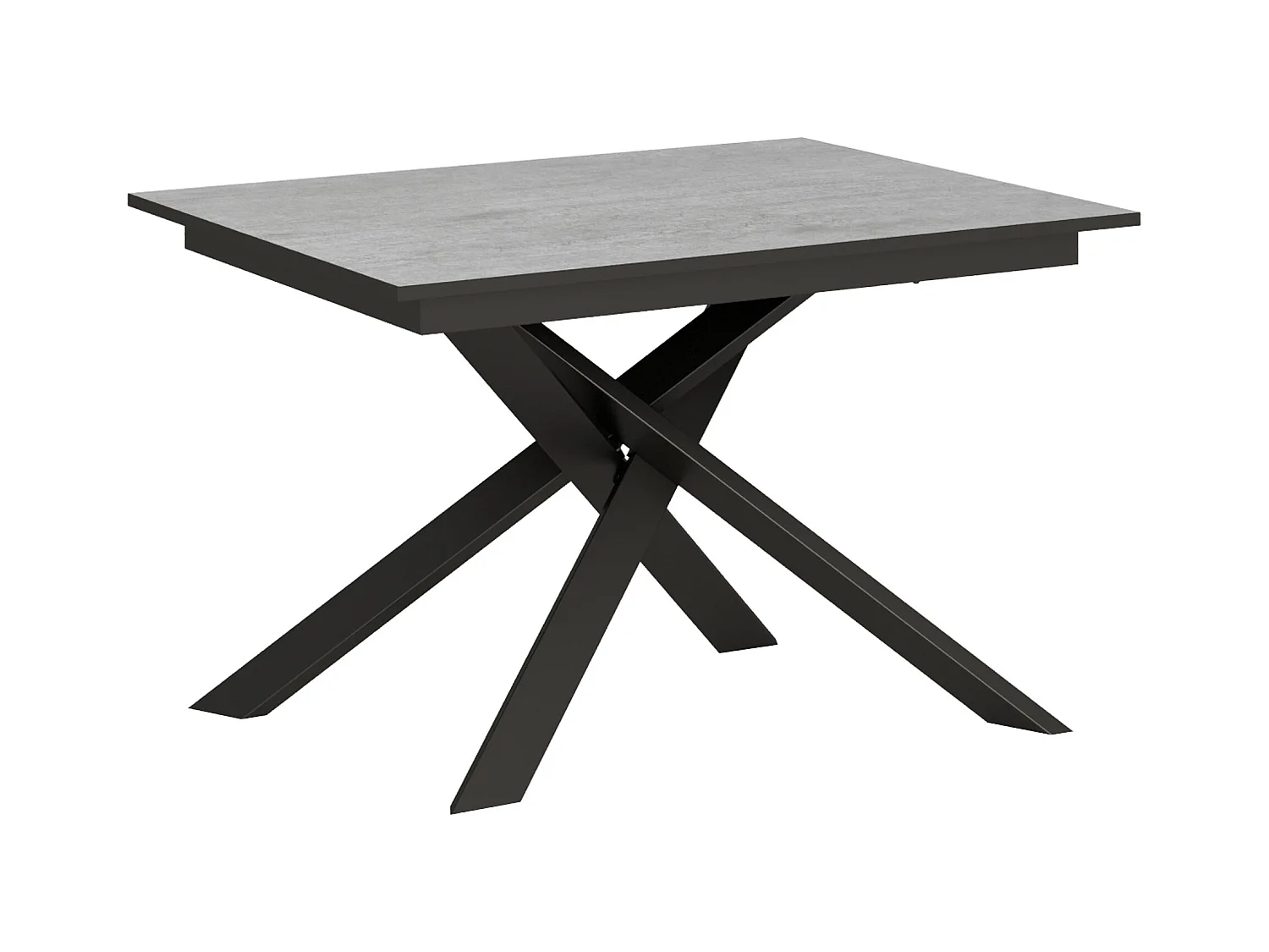 Table extensible 90x120/180 cm Ganty Gris Béton bande de chante Anthracite cadre Anthracite