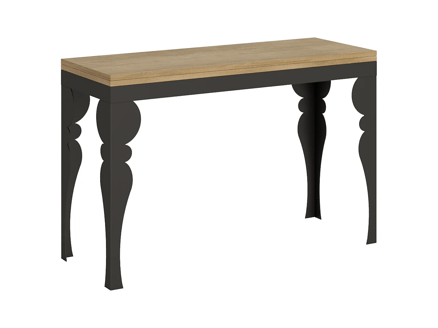 Uitklapbare tafel 120/200x45/90 cm Paxon Double natuur eiken frame antraciet