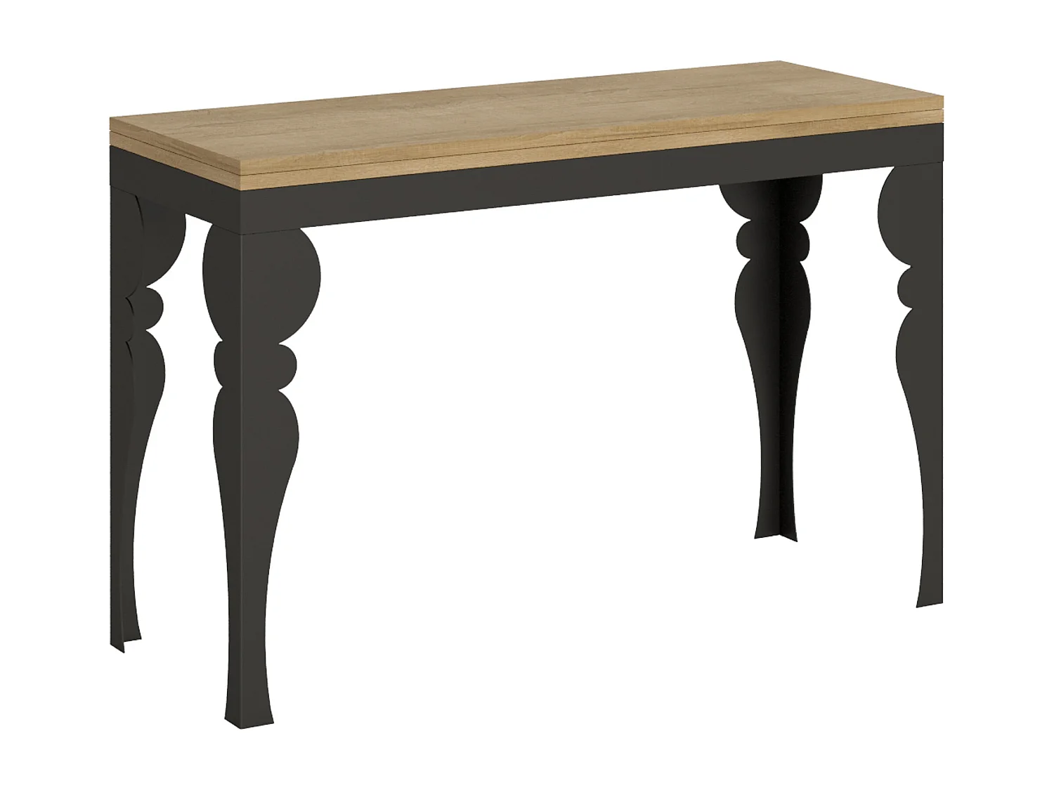 Table extensible portefeuille 120/200x45/90 cm Paxon Double Chêne Nature cadre Anthracite