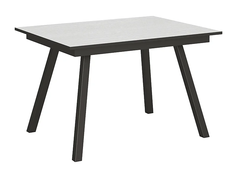 Table extensible 90x120/180 cm Mirhi Frêne Blanc cadre Anthracite