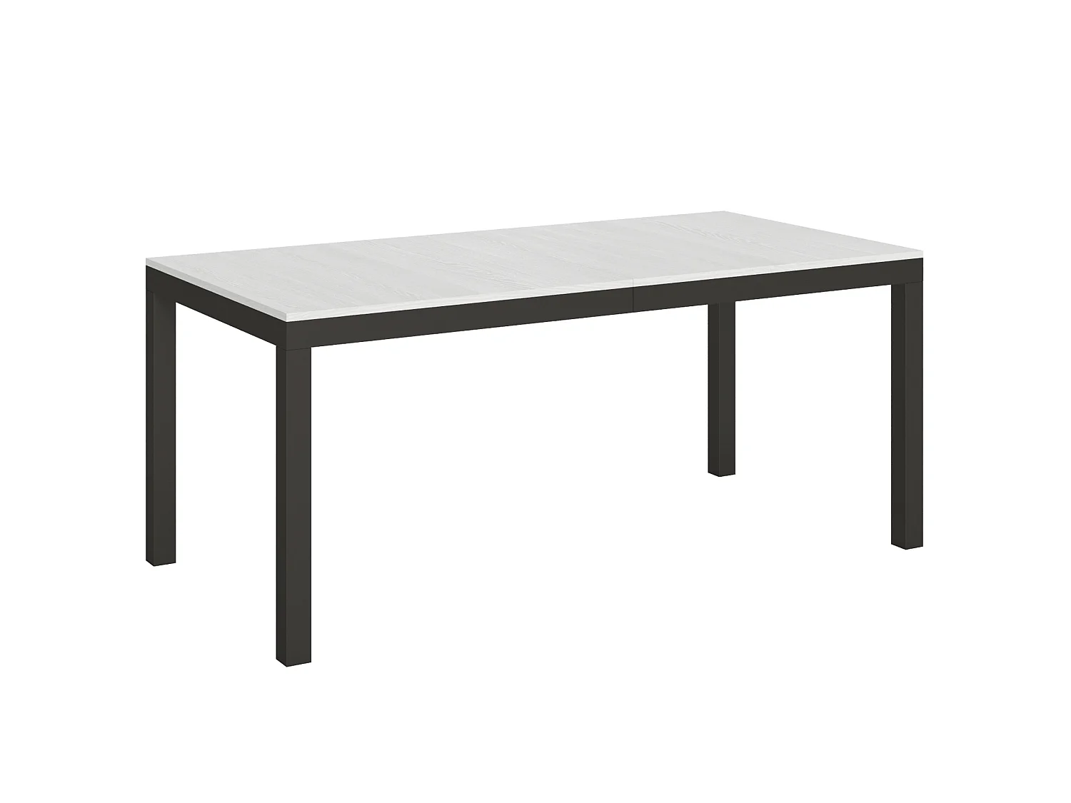 Uitschuifbare tafel 180/440x90 cm Everyday Evolution eiken wit met antraciet frame en poten
