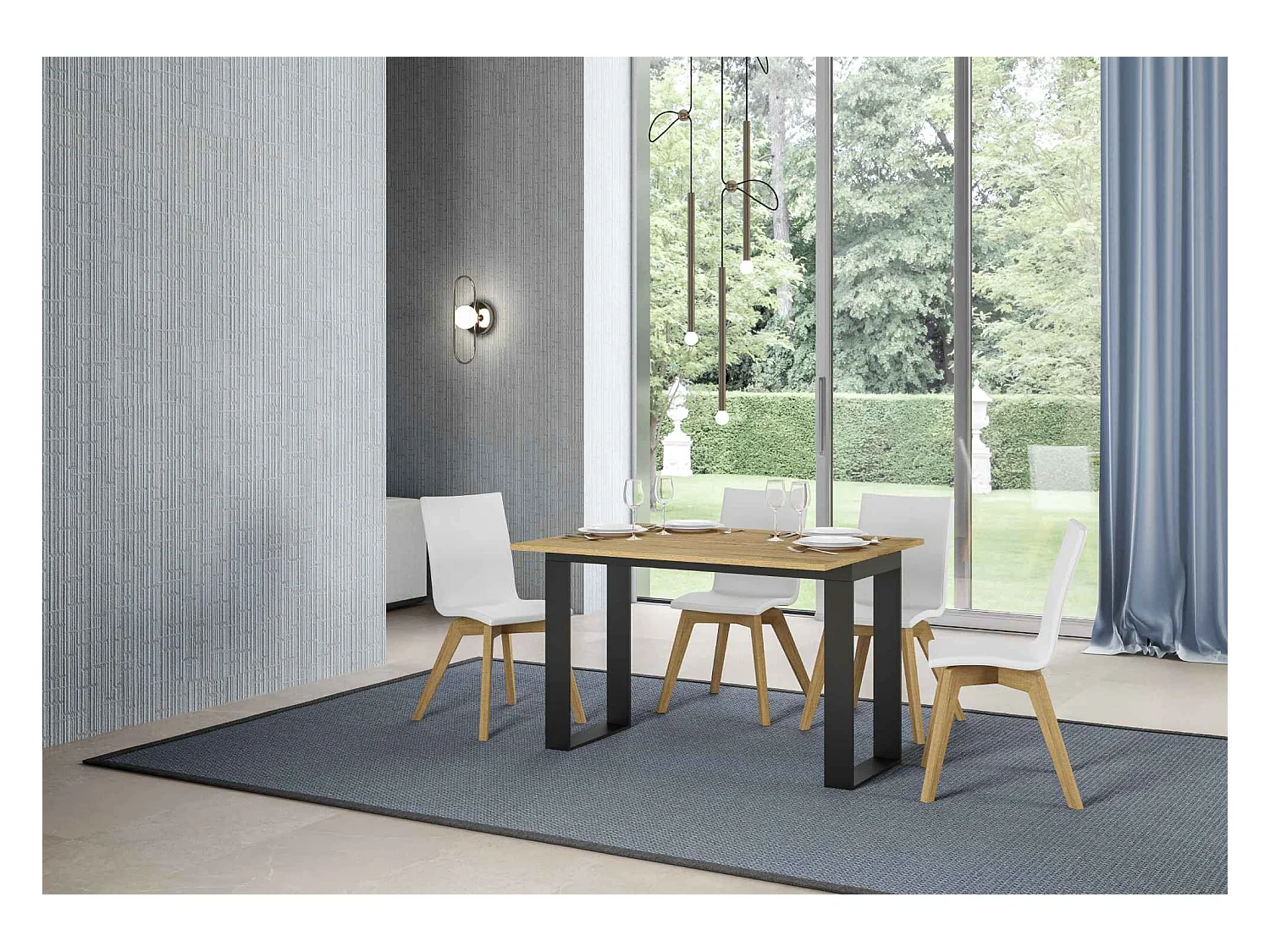 Mesa tipo libro 120x45/90 cm Tecno Double Roble Natural estructura Antracita