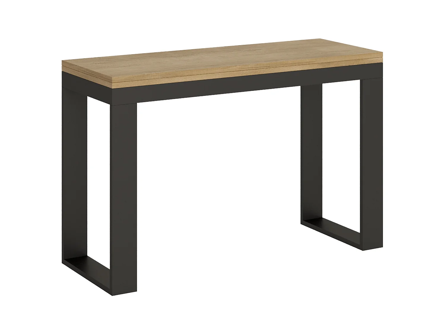 Table extensible portefeuille 120x45/90 cm Tecno Double Chêne Nature cadre Anthracite