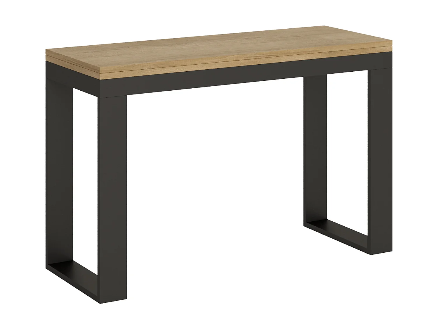 Table extensible portefeuille 120x45/90 cm Tecno Double Chêne Nature cadre Anthracite