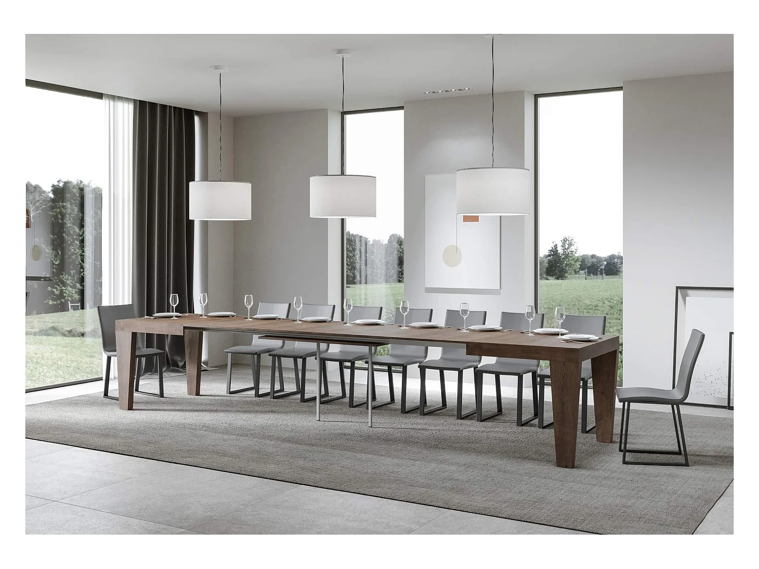 Kristo uitschuifbare tafel 6 tot 20 plaatsen donker hout 160 tot 420 cm-Steun 2 voet