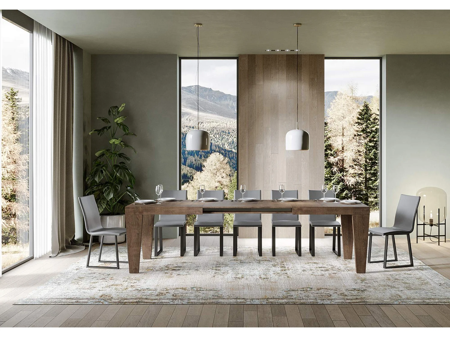 Uitschuifbare tafel 160/420x90 cm Spimbo walnoot