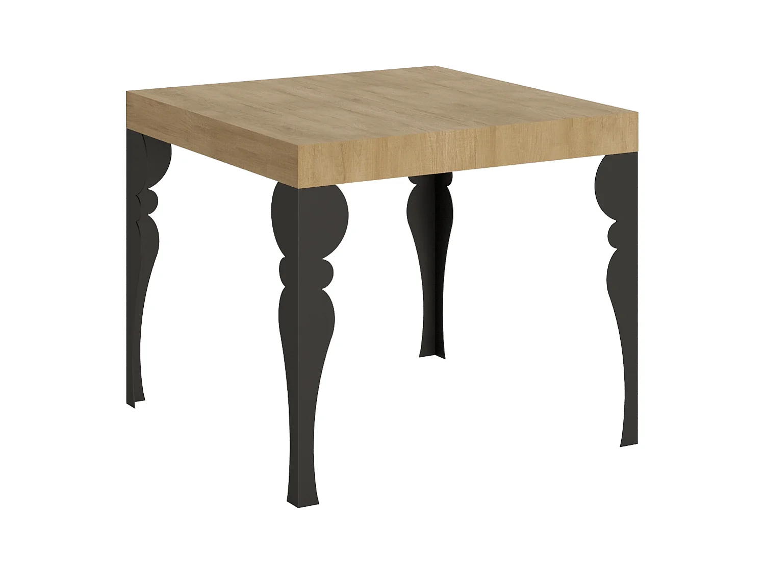 Table extensible 90x90/246 cm Paxon Chêne Nature cadre Anthracite