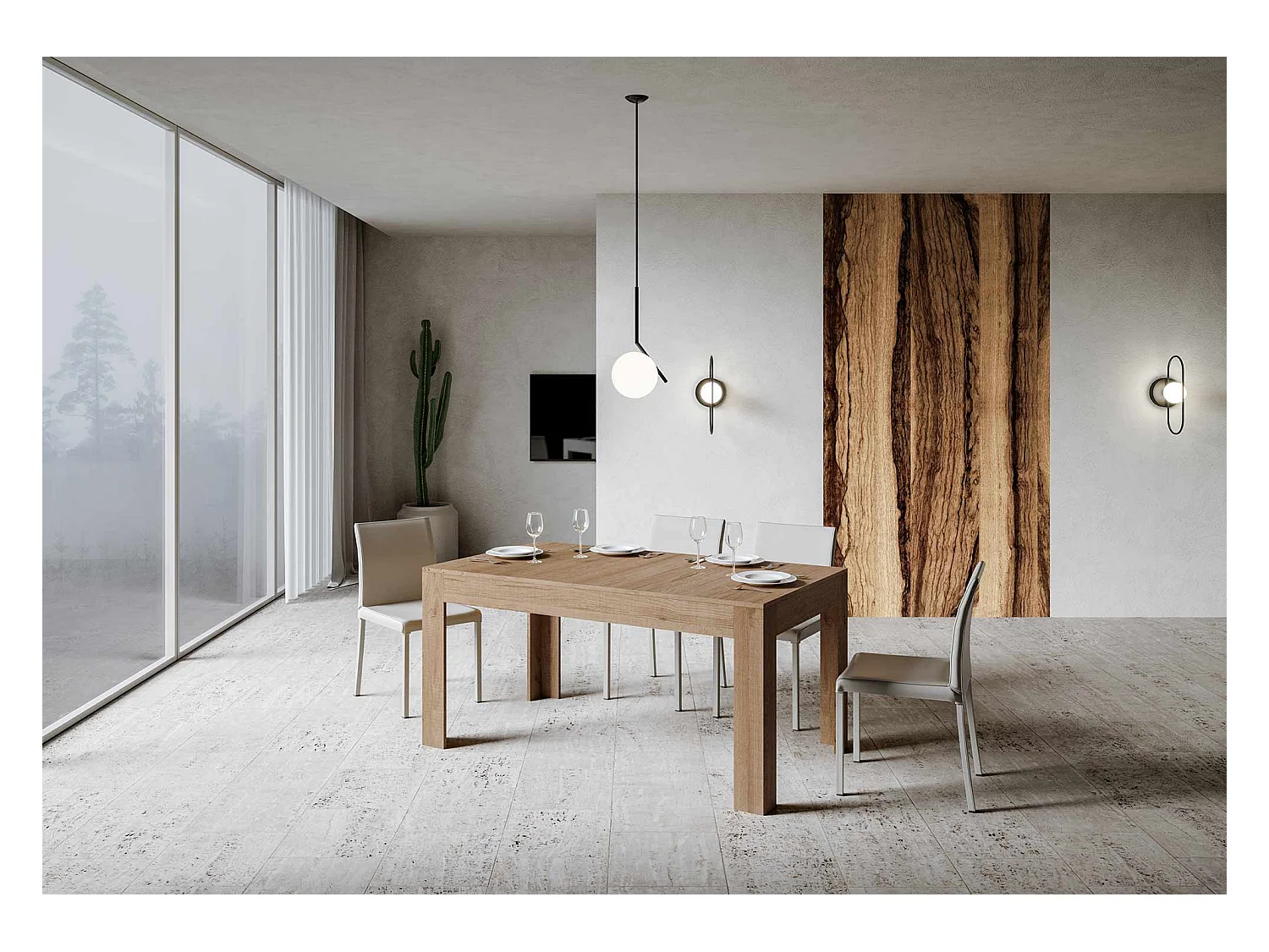 Table extensible 90x160/220 cm Bibi Chêne Nature