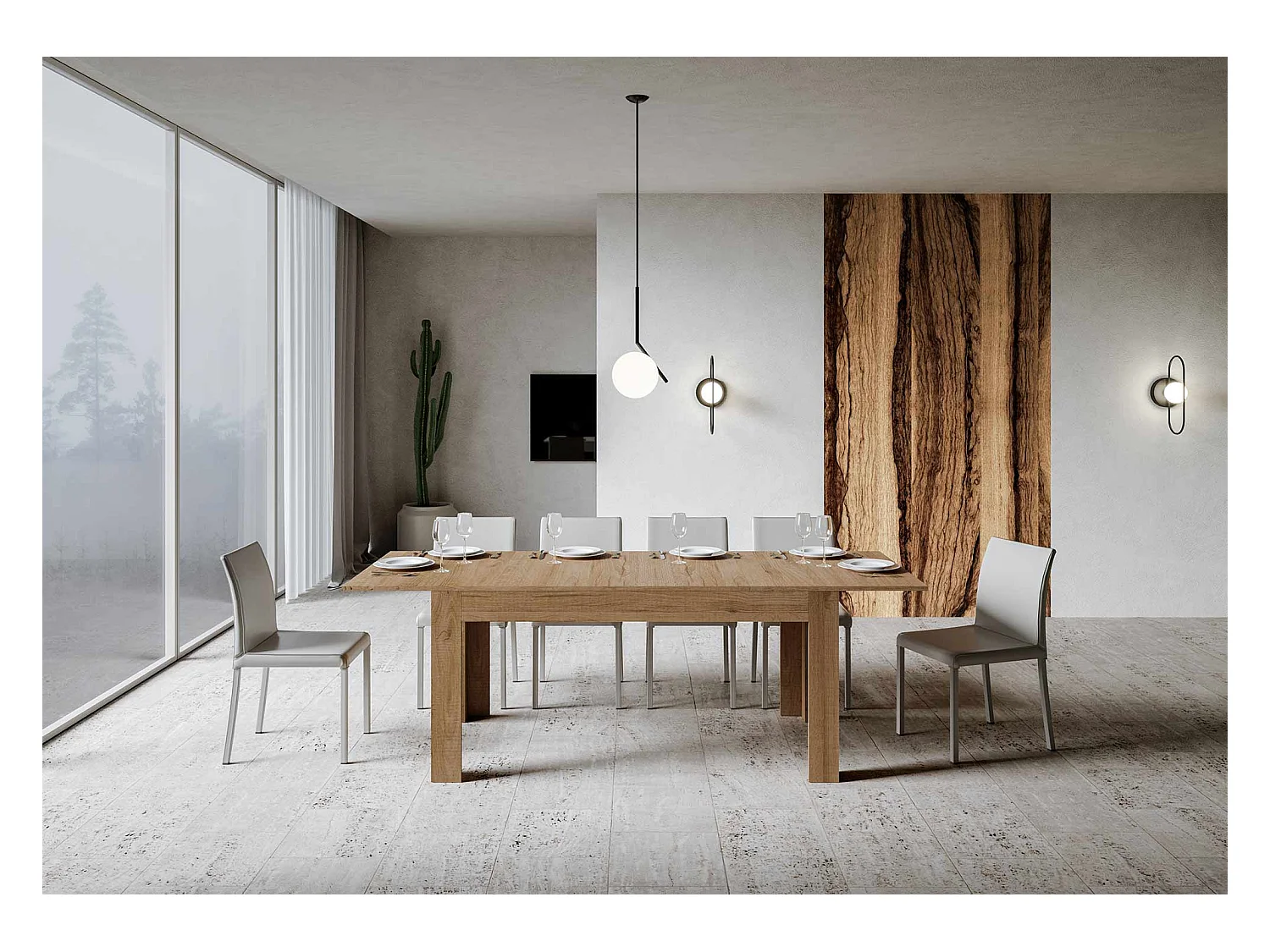 Table extensible 90x160/220 cm Bibi Chêne Nature