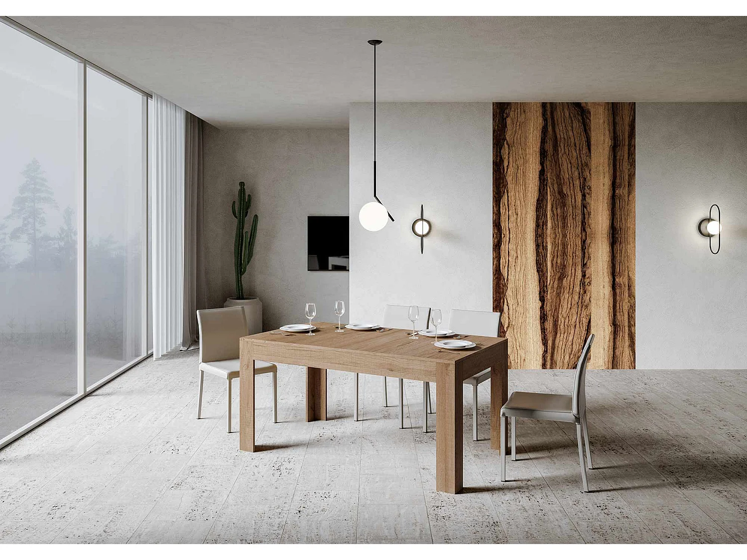 Table extensible 90x160/220 cm Bibi Chêne Nature