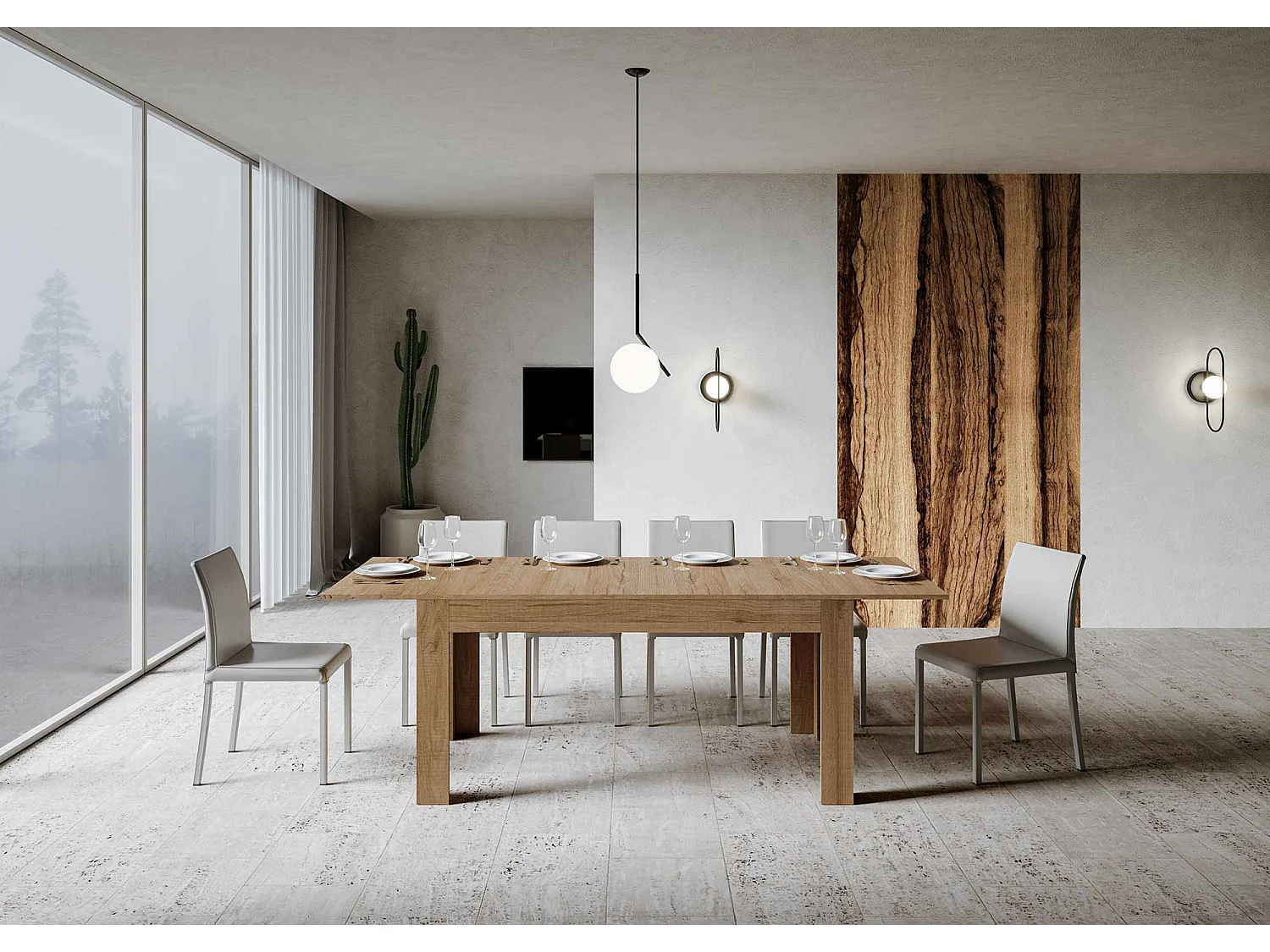 Table extensible 90x160/220 cm Bibi Chêne Nature