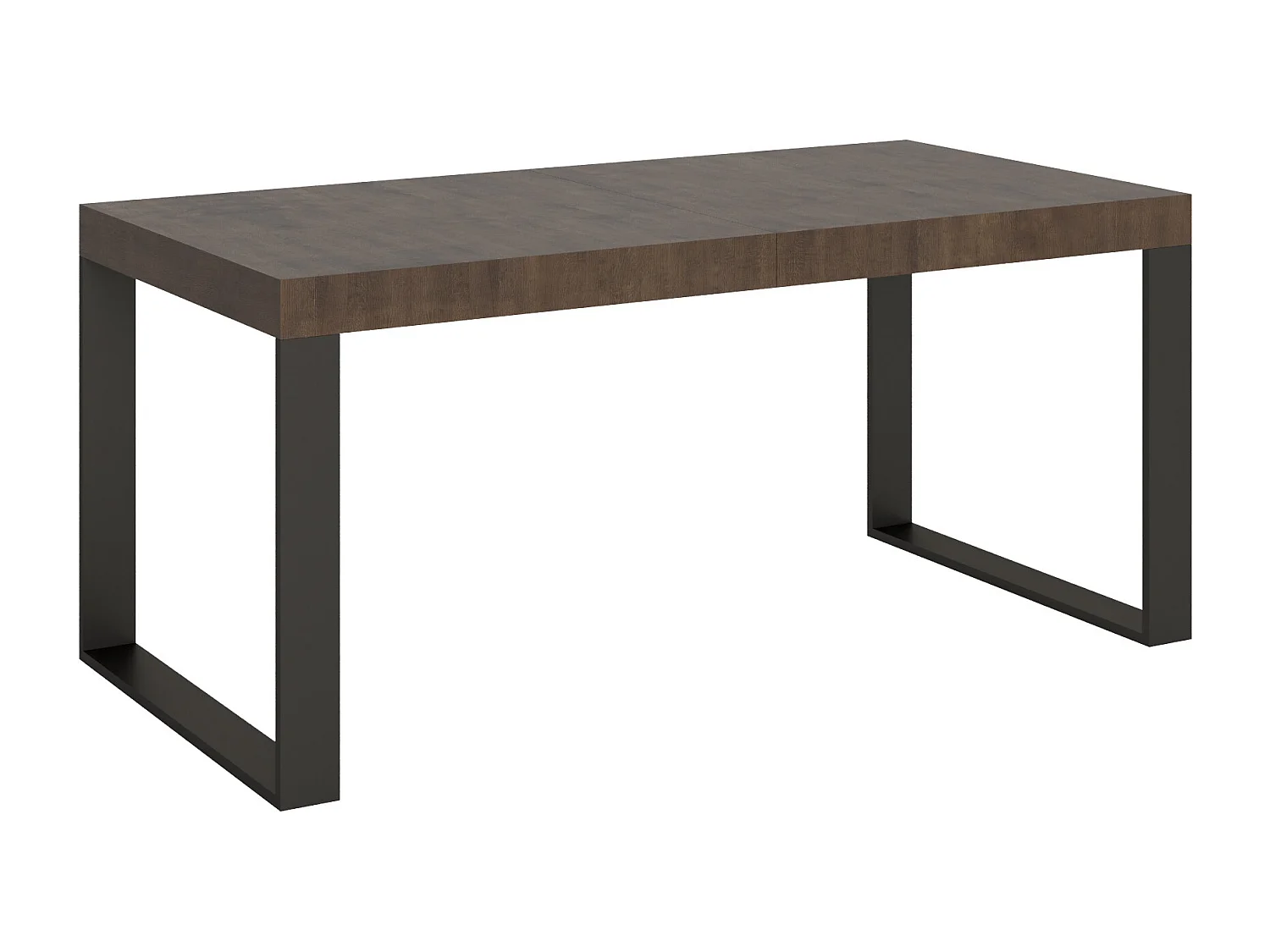 Mesa de comedor extensible tiroz-Color Marrón-Soporte 2 pies-5 alargaderas finas-Ancho extensible