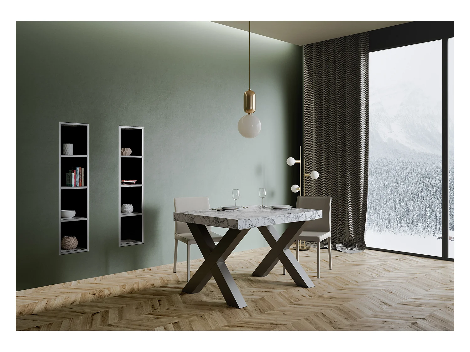 Table Traffic Evolution Dessus Marbre 90x120 Allongée 380 cadre Anthracite