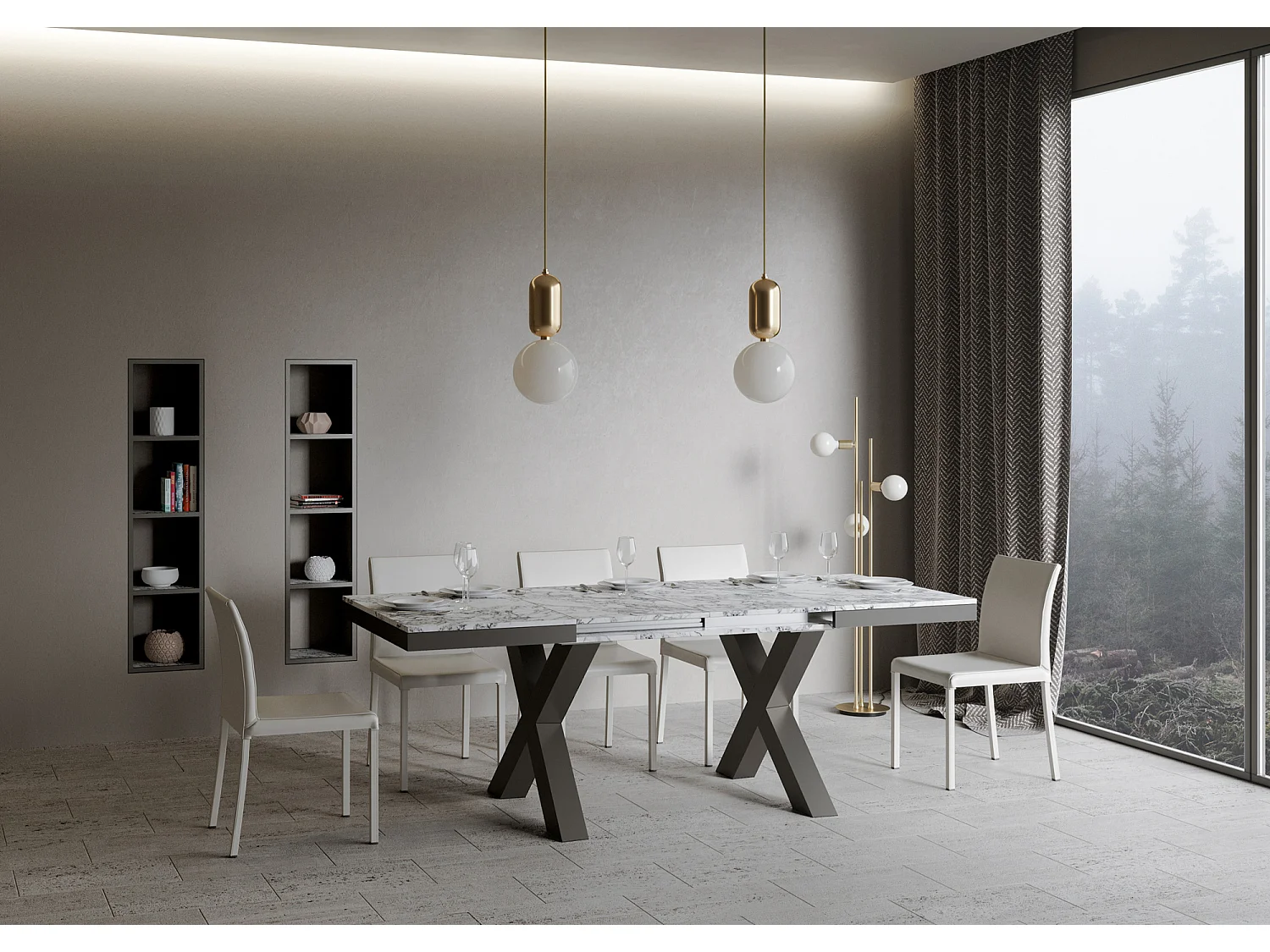 Table Traffic Evolution Dessus Marbre 90x120 Allongée 380 cadre Anthracite