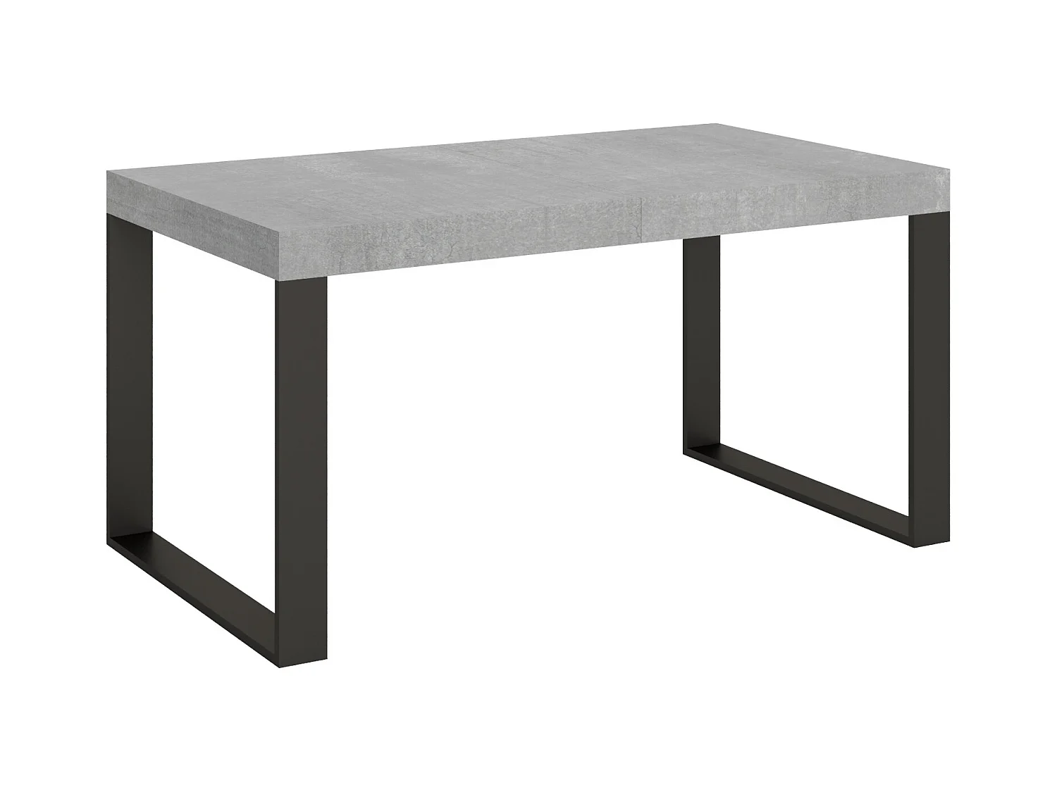 Table extensible 90x160/420 cm Tecno Gris Béton cadre Anthracite
