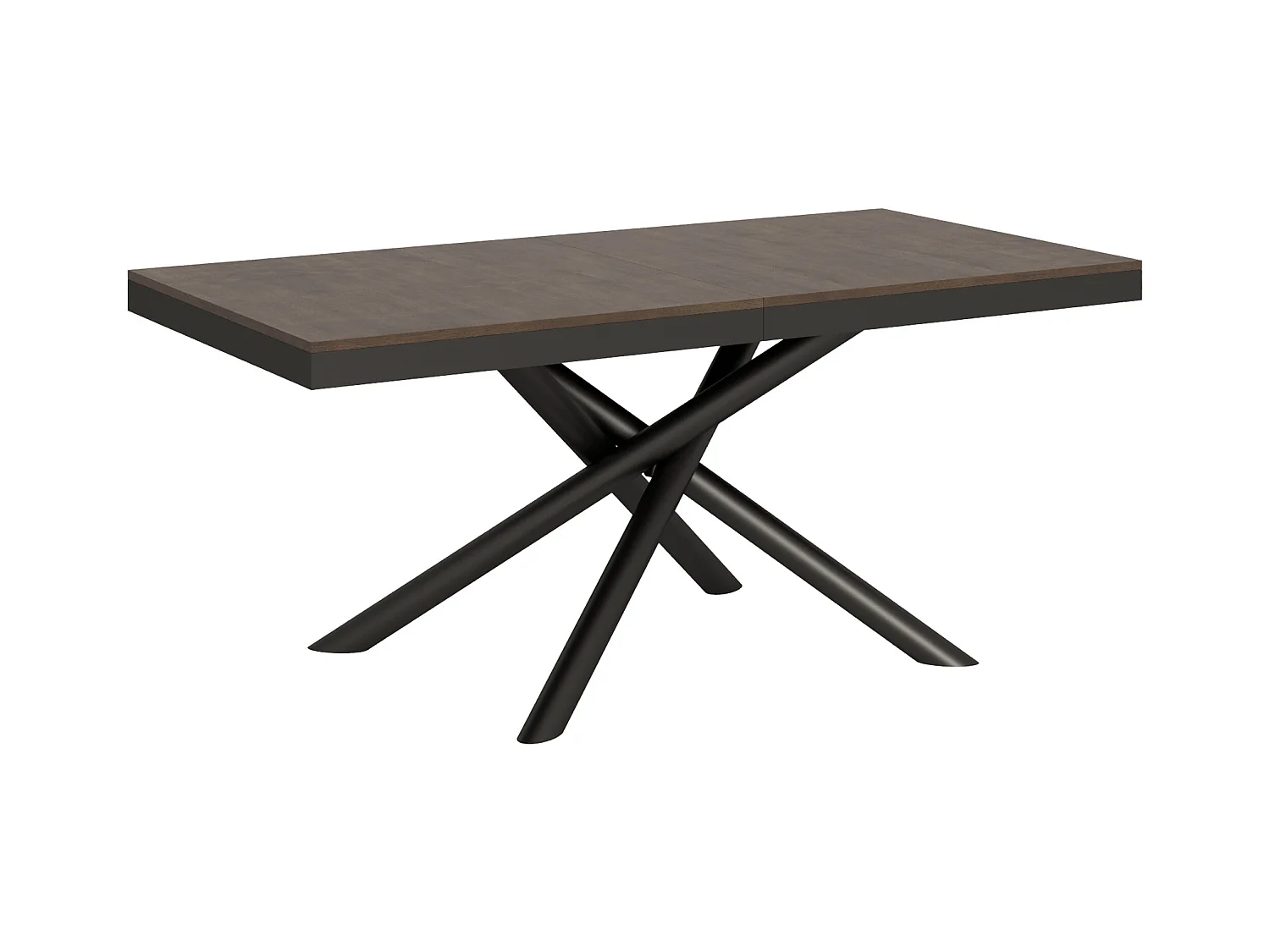 Table extensible 90x180/440 cm Famas Evolution Noyer cadre Anthracite