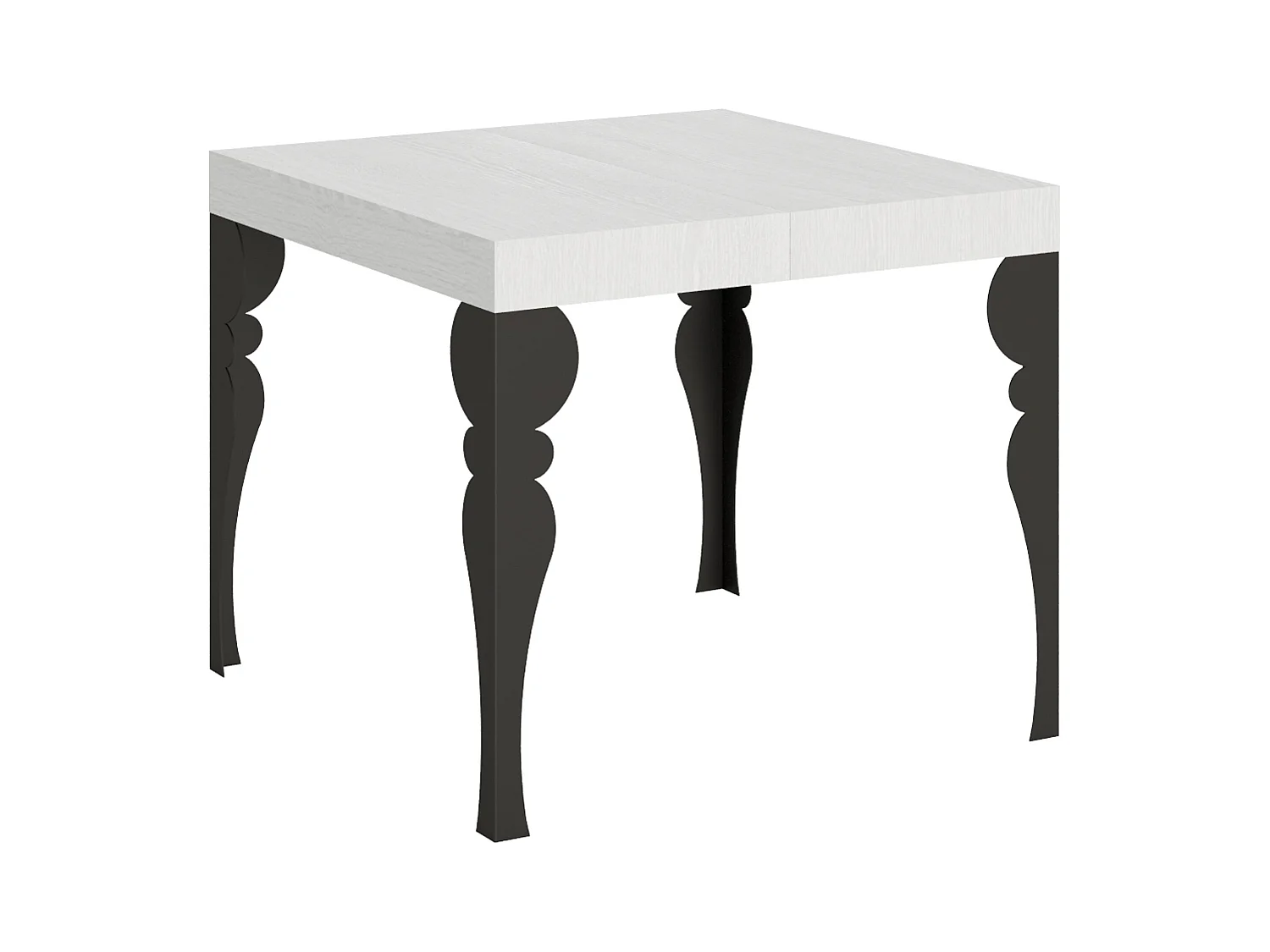 Table extensible 90x90/246 cm Paxon Frêne Blanc cadre Anthracite