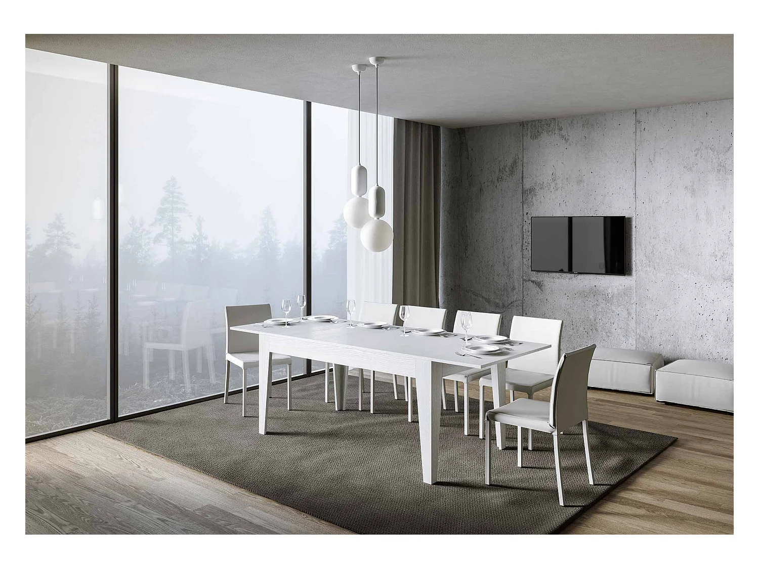 Ausziehtisch 90x160/220 cm Cico Esche weiß