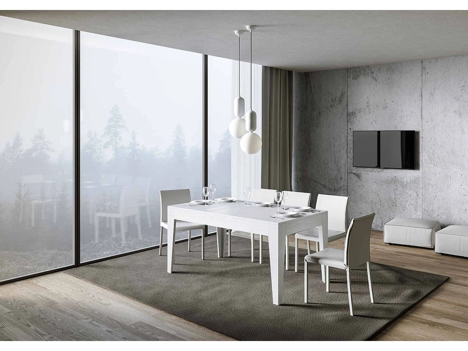 Table extensible 90x160/220 cm Cico Frêne Blanc
