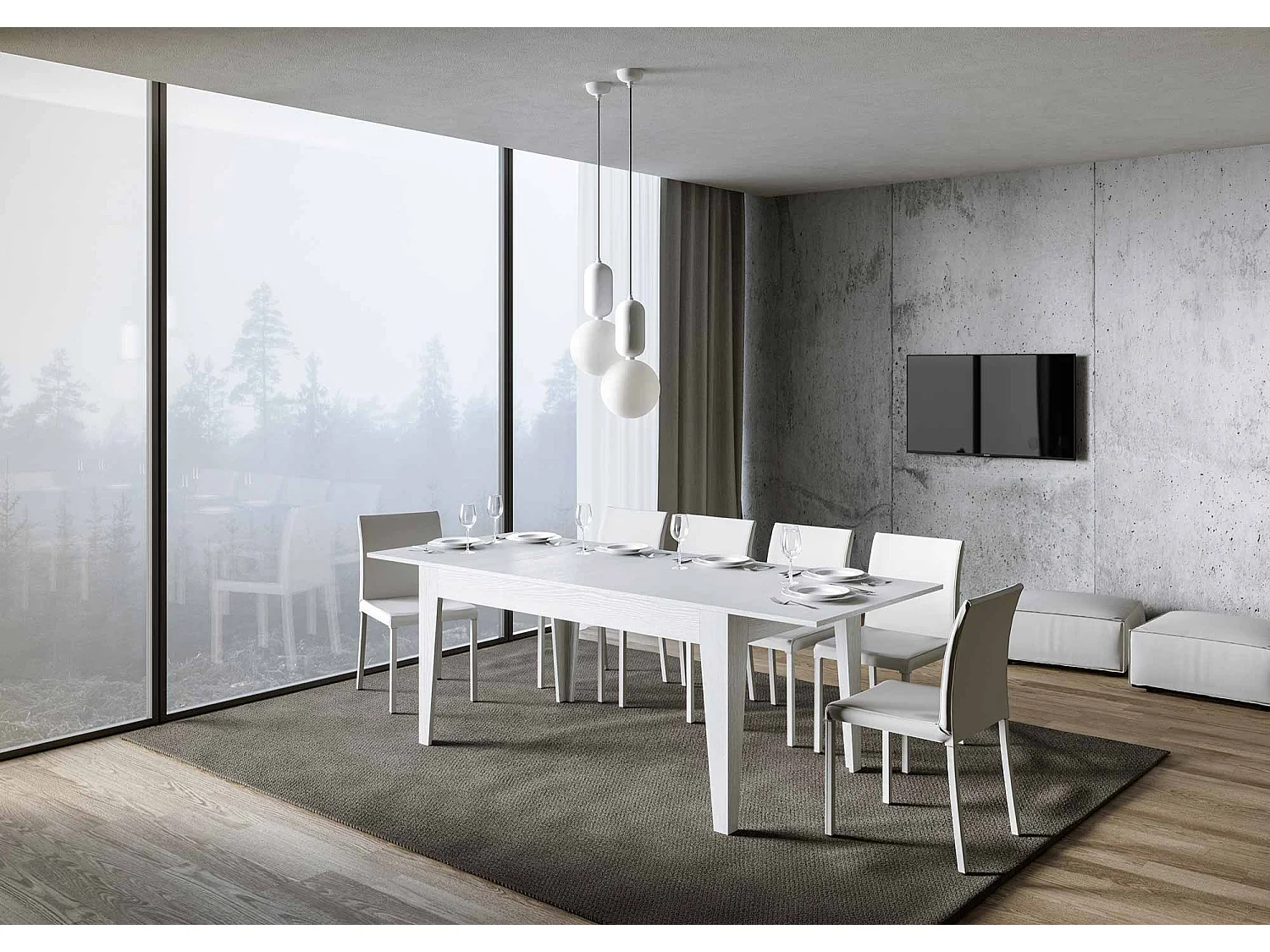 Table extensible 90x160/220 cm Cico Frêne Blanc