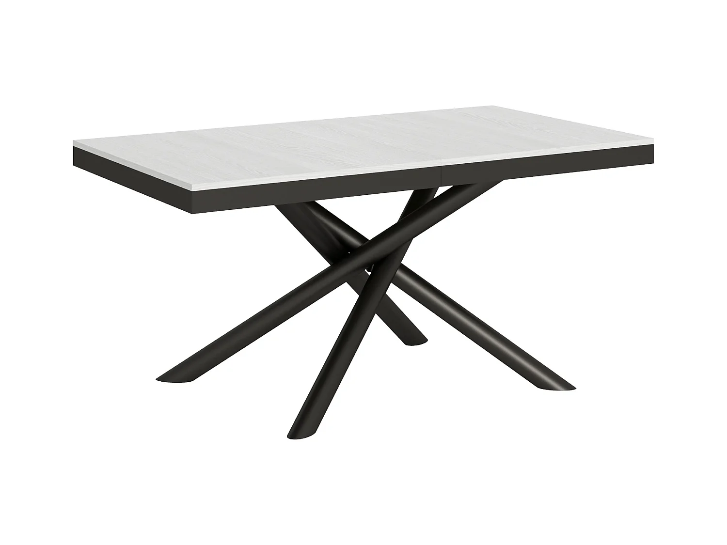 Table extensible 90x160/420 cm Famas Evolution Frêne Blanc cadre Anthracite