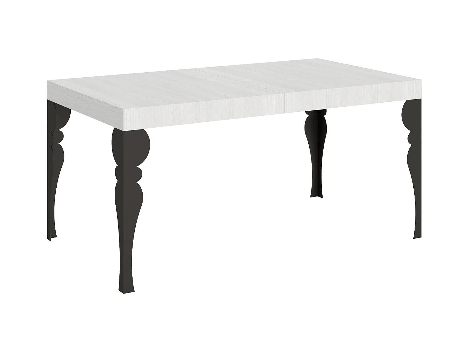 Table extensible 90x160/420 cm Paxon Frêne Blanc cadre Anthracite