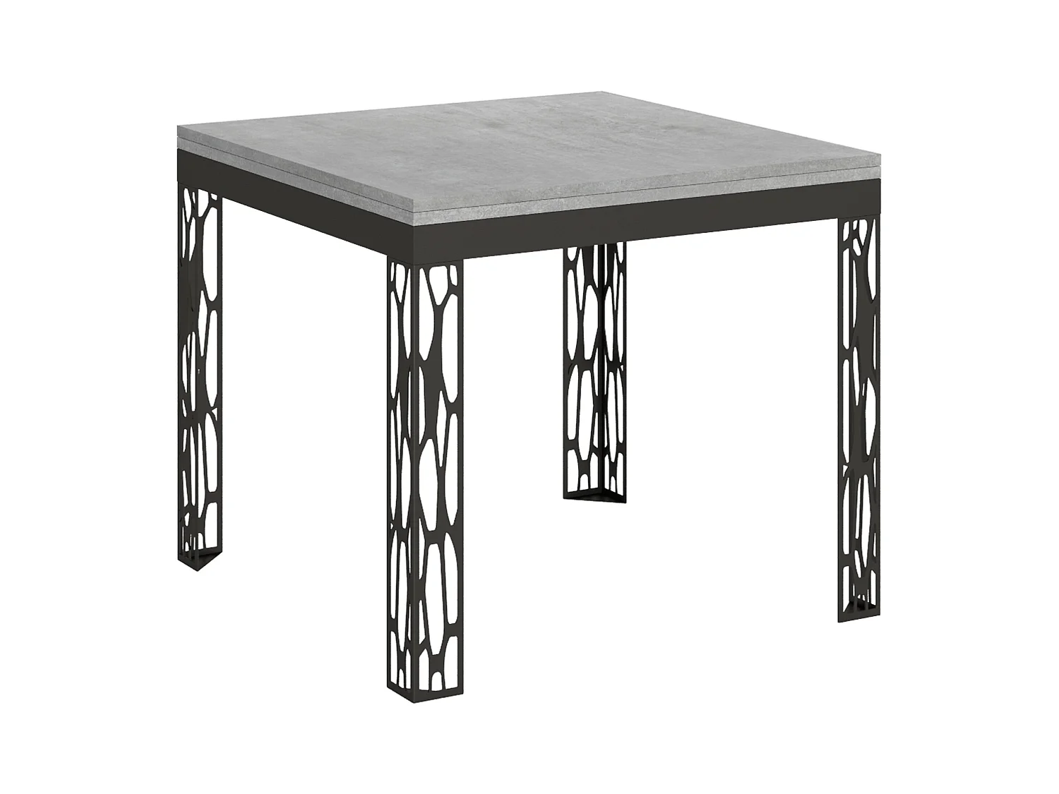 Table extensible portefeuille 90x90/180 cm Ghibli Libra Gris Béton cadre Anthracite