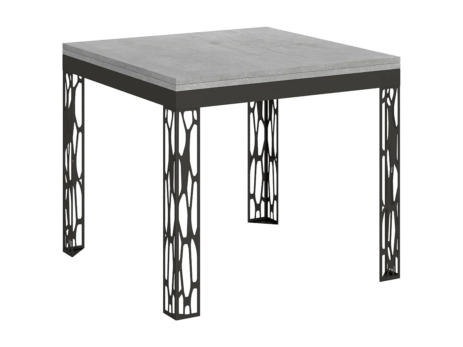 Table extensible portefeuille 90x90/180 cm Ghibli Libra Gris Béton cadre Anthracite