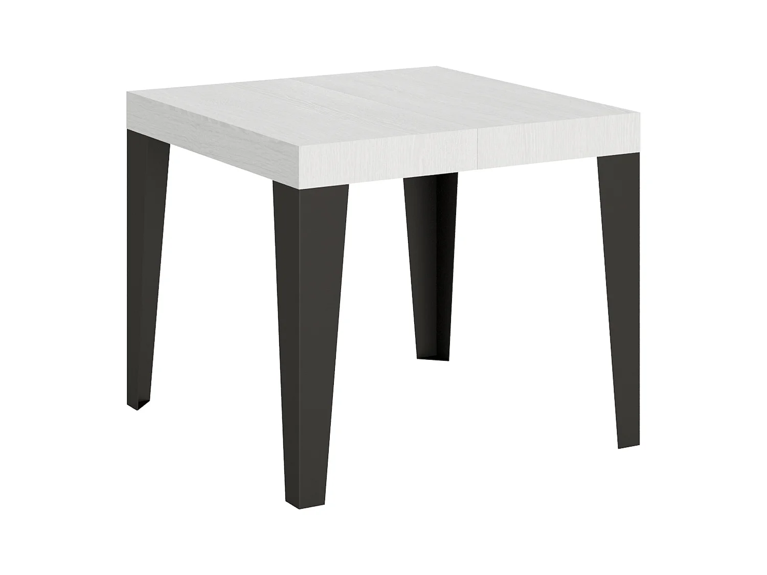 Table extensible 90x90/246 cm Flame Frêne Blanc cadre Anthracite
