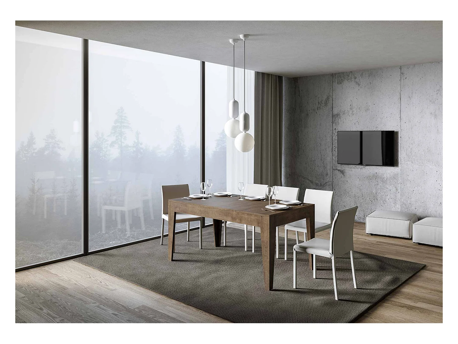 Table extensible 90x160/220 cm Cico Noyer