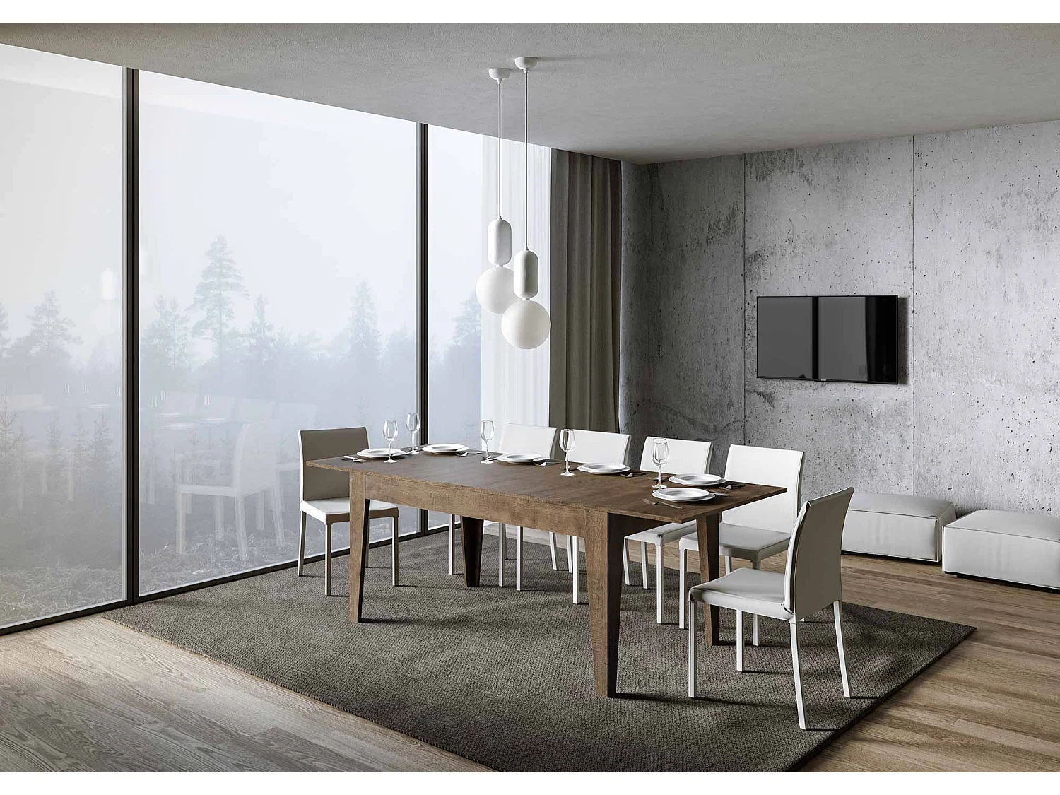 Table extensible 90x160/220 cm Cico Noyer