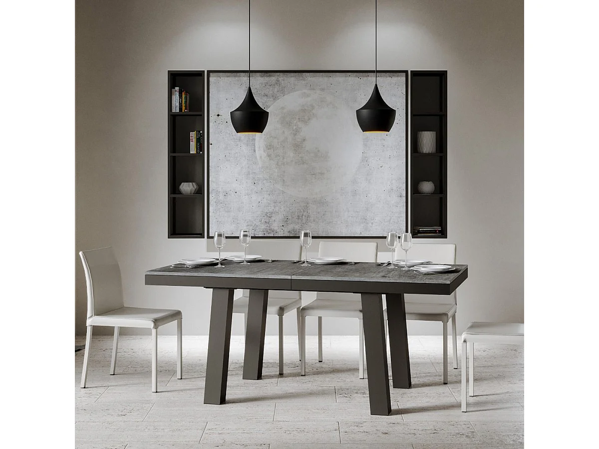 Uitschuifbare tafel 90x180/284 cm Bridge Evolution cement frame antraciet