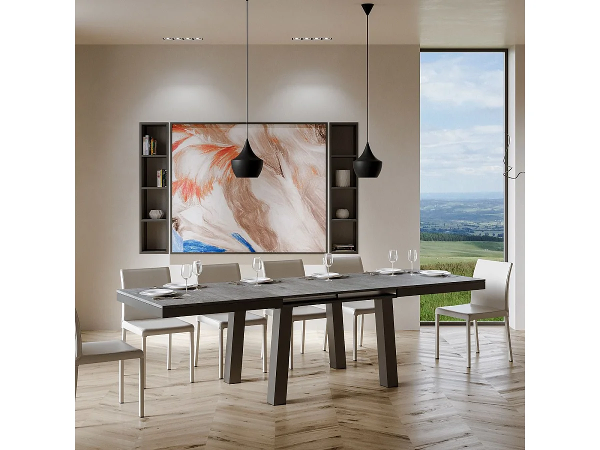 Uitschuifbare tafel 90x180/284 cm Bridge Evolution cement frame antraciet