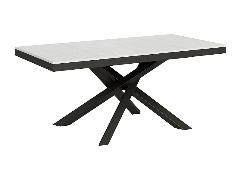 Table extensible 180/440x90 cm Volantis Evolution frêne blanc cadre et pieds anthracite