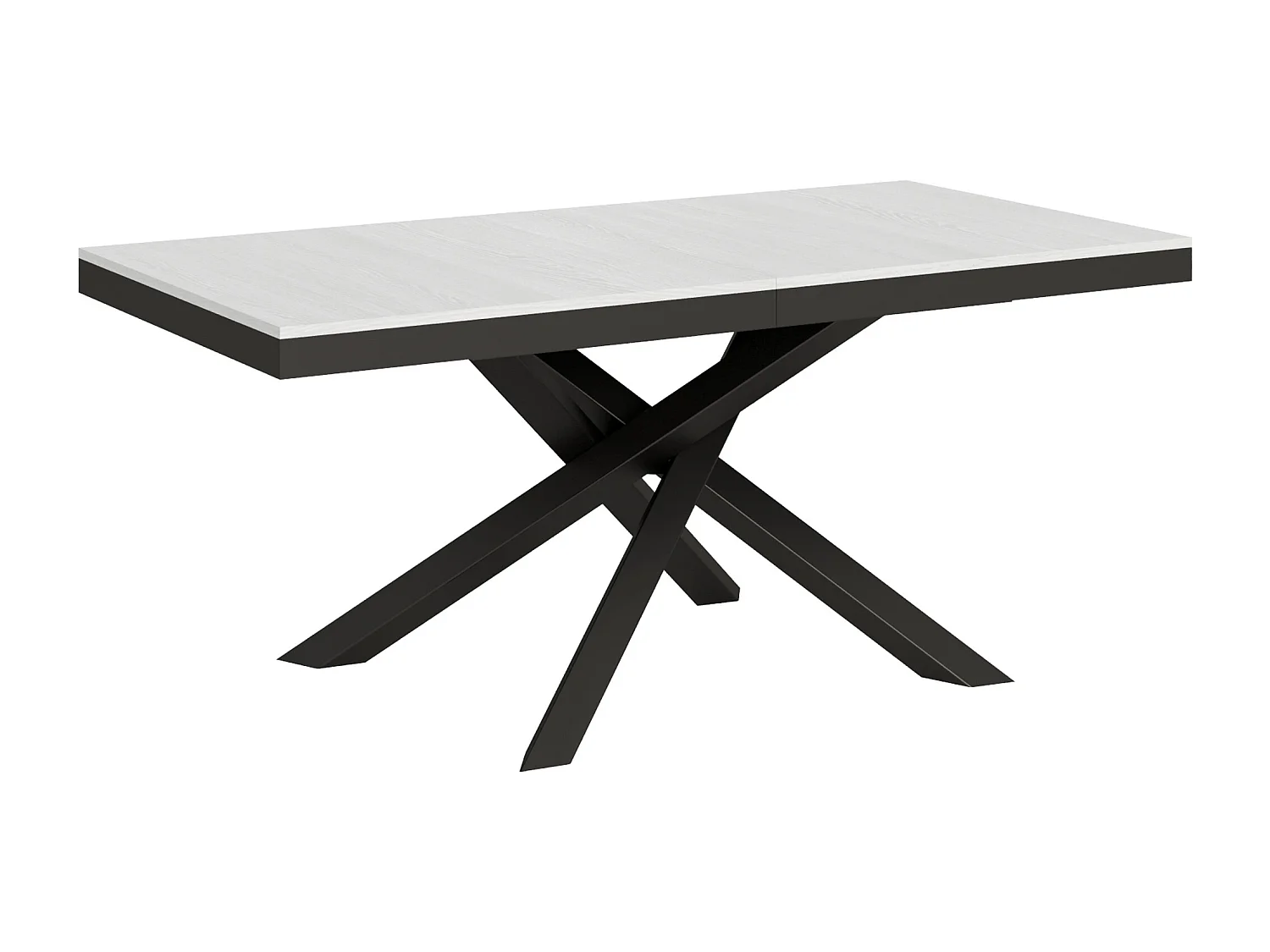 Table extensible 180/440x90 cm Volantis Evolution frêne blanc cadre et pieds anthracite