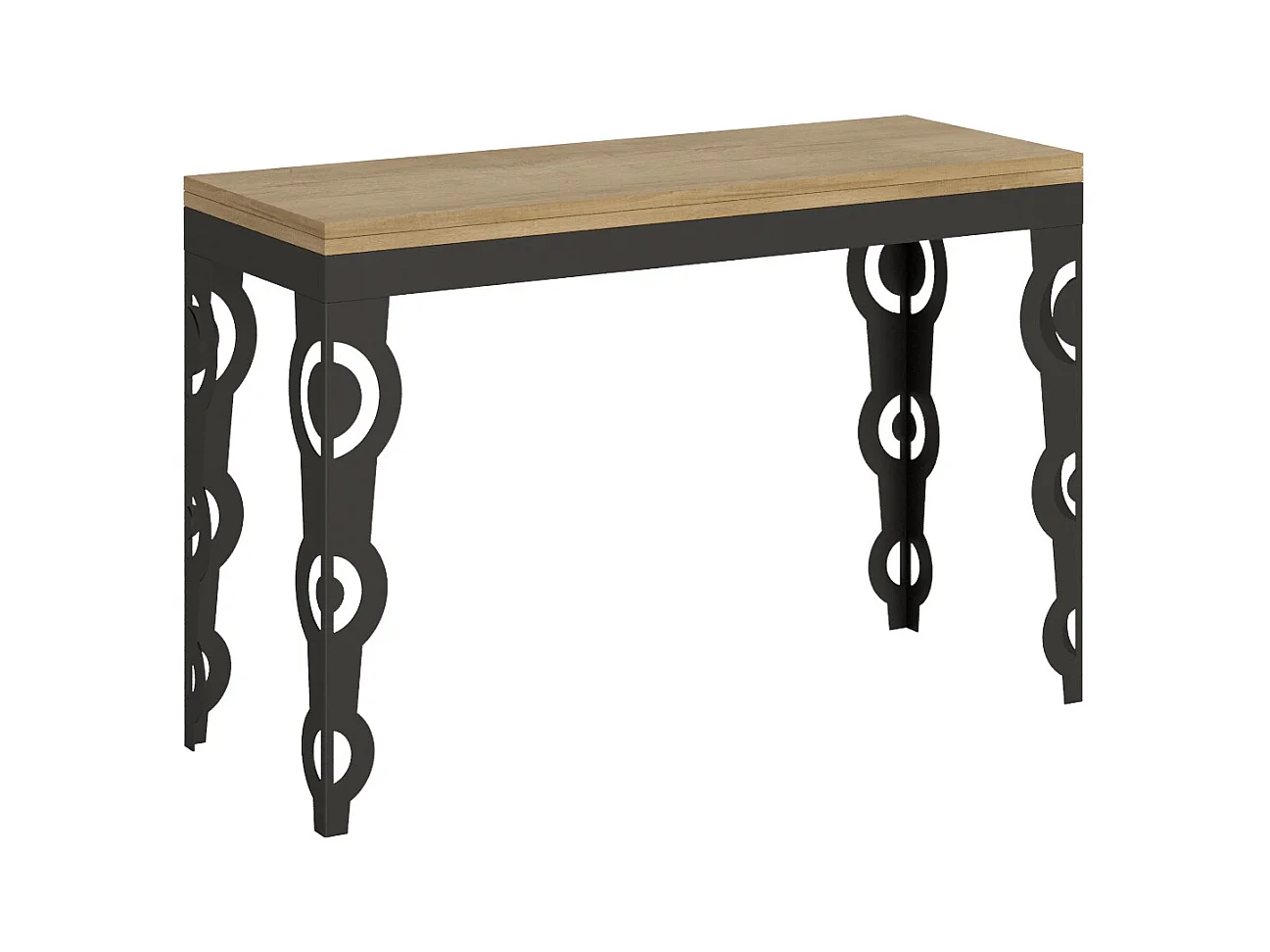 Table extensible portefeuille 120/200x45/90 cm Karamay Double Chêne Nature cadre Anthracite
